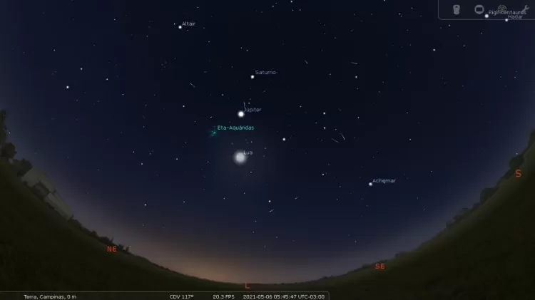 Imagen con la aplicación Stellarium realizada por Julio Lobo para mostrar el posicionamiento de Eta Aquáridas - Julio Lobo - Julio Lobo