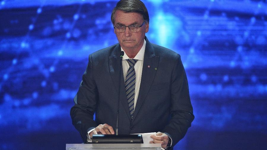 Presidente Jair Bolsonaro (PL) durante debate presidencial UOL, Band, Folha de S.Paulo e TV Cultura - Renato Pizzutto/Band