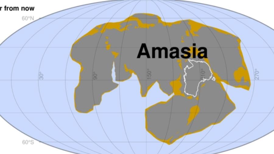 Futuro supercontinente recebeu o nome de Amasia - Reprodução/ revista National Science.