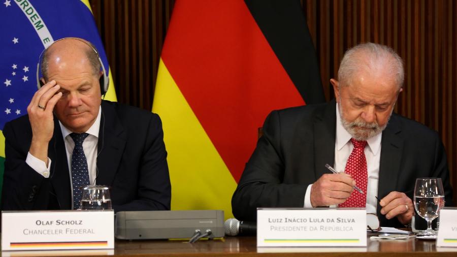 O presidente Lula, durante reunião bilateral com o chanceler da República Federal da Alemanha, Olaf Scholz - FáTIMA MEIRA/ESTADÃO CONTEÚDO