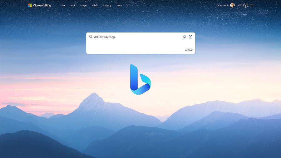 Interface do buscador Bing, da Microsoft. Samsung negocia a possibilidade do navegador ser padrão nos próximos dispositivos da empresa - Divulgação