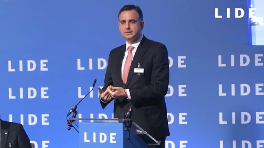Senador Rodrigo Pacheco, presidente do Senado, em participação na conferência do Lide, em Londres - Reprodução/TV Lide