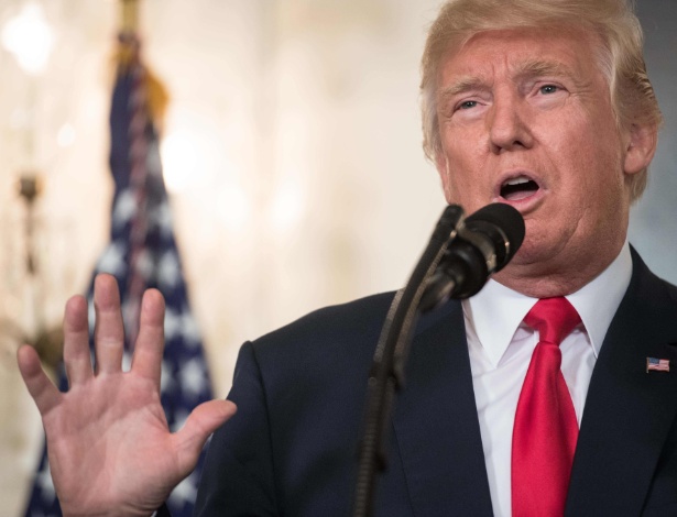 O presidente dos EUA, Donald Trump, faz pronunciamento na Casa Branca - Nicholas Kamm/ AFP