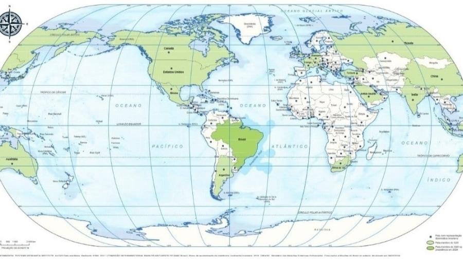 Mapa-mundi com Brasil no centro será vendido por R$ 10, informou IBGE - IBGE/Divulgação