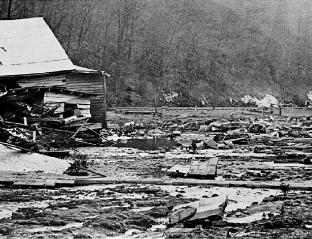O rompimento da barragem de Buffalo Creek, em 1972, causou a morte de 118 pessoas nos Estados Unidos - Divulgação