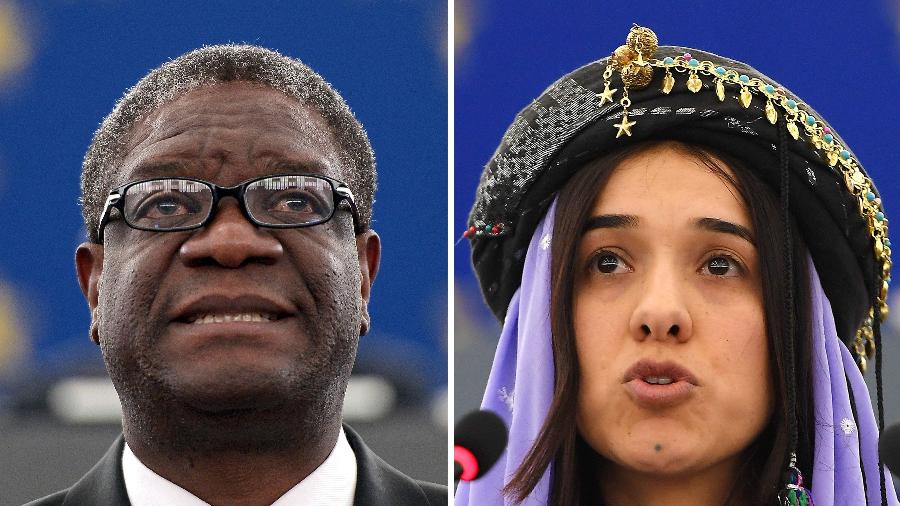 Denis Mukwege e Nadia Murad, vencedores do Prêmio Nobel da Paz 2018 - Frederick Florin/AFP