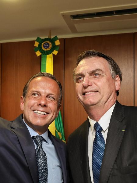 23.abr.2019 - João Doria (PSDB) e Jair Bolsonaro em encontro no Palácio do Planalto - Marcos Corrêa/PR