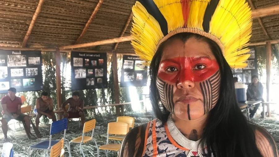 Para O-é Kayapó, líder na Associação Floresta Protegida (AFP), no Pará, indígena levada por Bolsonaro à ONU "só tem o apoio da própria família" entre comunidades do Xingu -  BBC         
