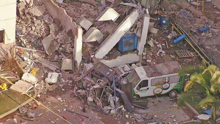 Destroços causados pela explosão na fábrica da Valda - Reprodução/TV Globo