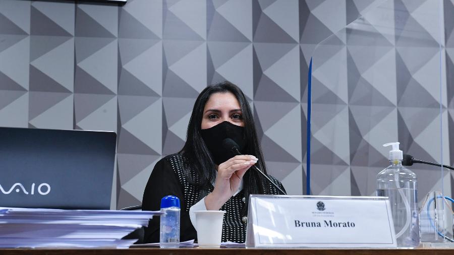 A advogada Bruna Morato, que representa médicos da Prevent Senior, durante depoimento à CPI da Covid - Roque de Sá/Agência Senado