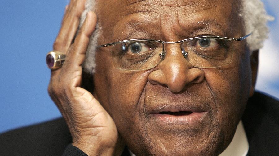 O arcebispo Desmond Tutu, morto neste domingo e símbolo da luta anti-Apartheid  - AFP
