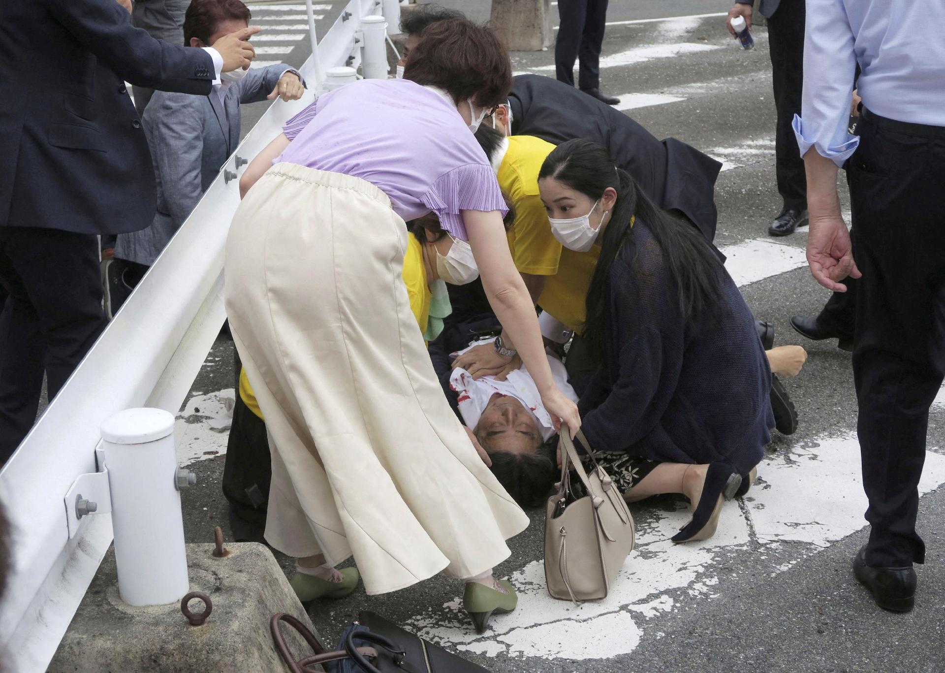 Former Prime Minister Shinzo Abe shot during an election event in Nara, western Japan - via REUTERS Kyodo