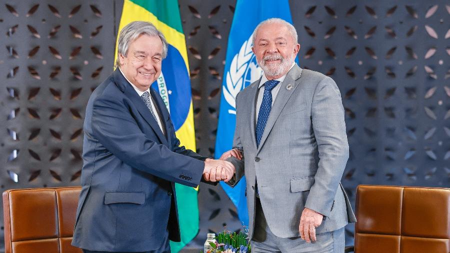 Lula durante encontro com o secretário-geral da Organização das Nações Unidas, António Guterres