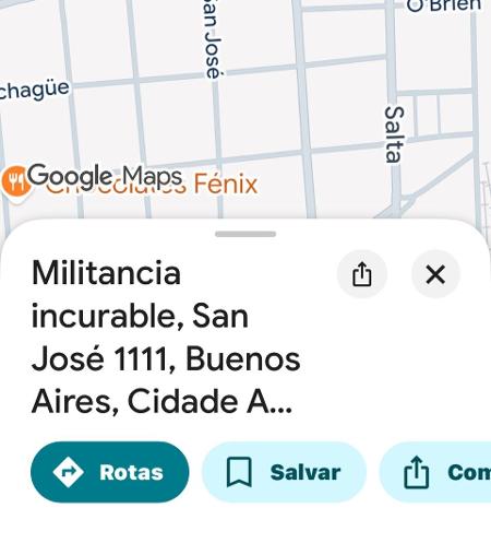 Localização da rua do apartamento de Kirchner