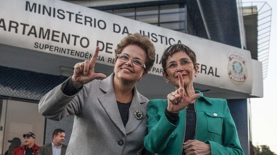 11.jul.2019 - Dilma Rousseff e Pilar del Rio visitam o ex-presidente Lula em Curitiba - Eduardo Matysiak/Estadão Conteúdo