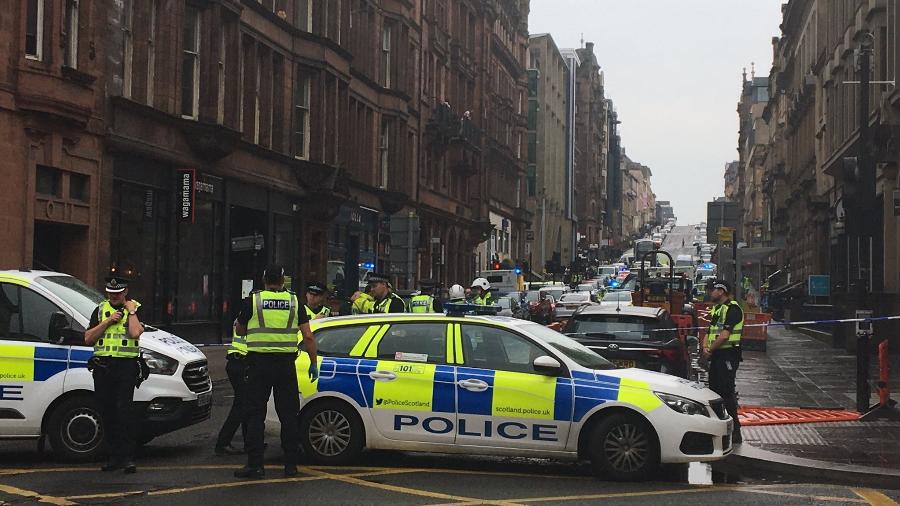 26.jun.2020 - Polícia de Glasgow (Escócia) fecha centro da cidade após incidente em hotel envolvendo ataque com faca e morte de ao menos três pessoas - Reprodução/Twitter