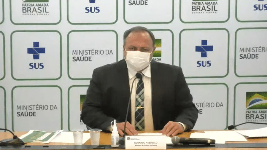 Ministro da Saúde, Eduardo Pazuello, em entrevista coletiva - Reprodução/Ministério da Saúde