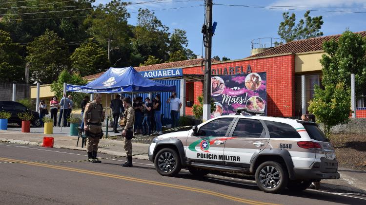 Fachada da CEI Pró-Infância Aquarela, em Saudades (SC), local onde ocorreu ataque com facão - Jessica Edel/Colaboração para o UOL - Jessica Edel/Colaboração para o UOL