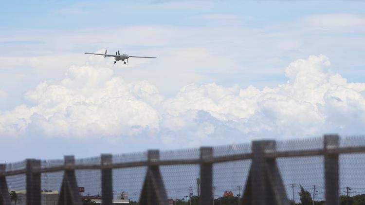 Taiwanese drone prepares to land during military exercise at Hengchu Airport - REUTERS/Ann Wang - REUTERS/Ann Wang