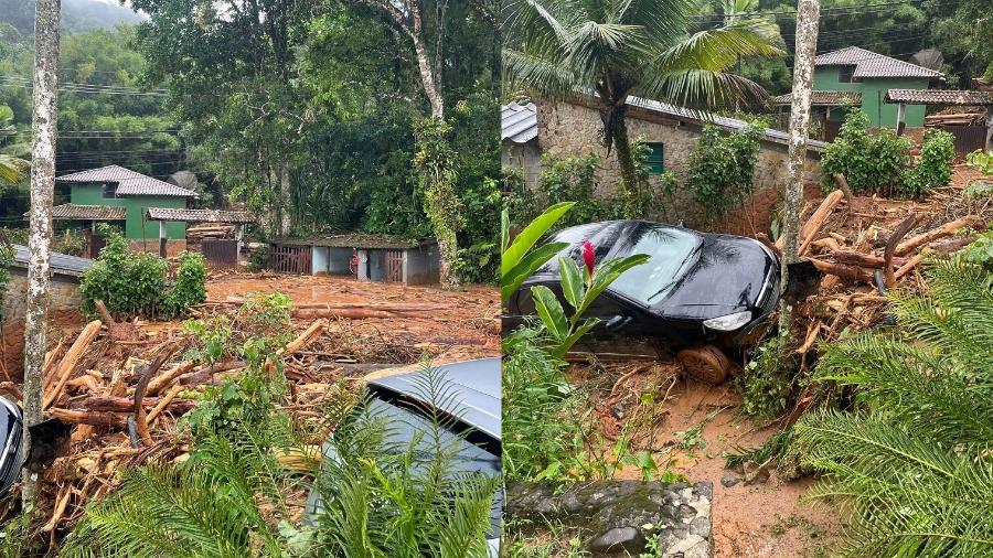 Condomínio foi invadido por lama após fim de semana de chuvas no litoral norte - Arquivo pessoal