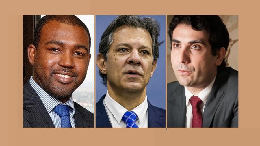 Ailton de Aquino Santos (esq.) e Gabriel Galípolo (dir.), indicados pelo ministro Fernando Haddad (centro) para as diretorias, respectivamente, de Fiscalização e de Política Monetária do Banco Central - Reprodução/Linkedin; Reprodução; Ana Paula Paiva/Valor