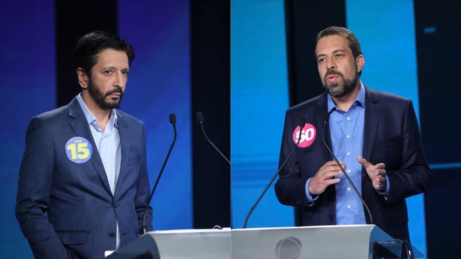 Ricardo Nunes e Guilherme Boulos em debate na Record