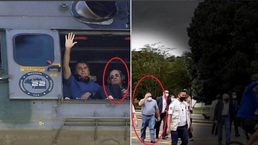 General Fernando Azevedo e Silva sobrevoa Praça dos Três Poderes, em helicóptero militar, em companhia de Bolsonaro. No solo, partidários do presidente pediam o fechamento do Congresso e do STF. General Eduardo Pazuello, da Saúde, participa de protesto com essa mesma pauta. Eles o fizeram em nome da honra? - Dida Sampaio/Estadão; Reprodução/G1