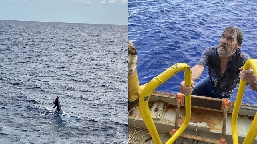 O marinheiro de 62 anos foi encontrado agarrado ao casco do barco naufragado dele, a 138 quilmetros da costa na Flrida (EUA) - Reproduo/Facebook/U.S. Coast Guard Southeast