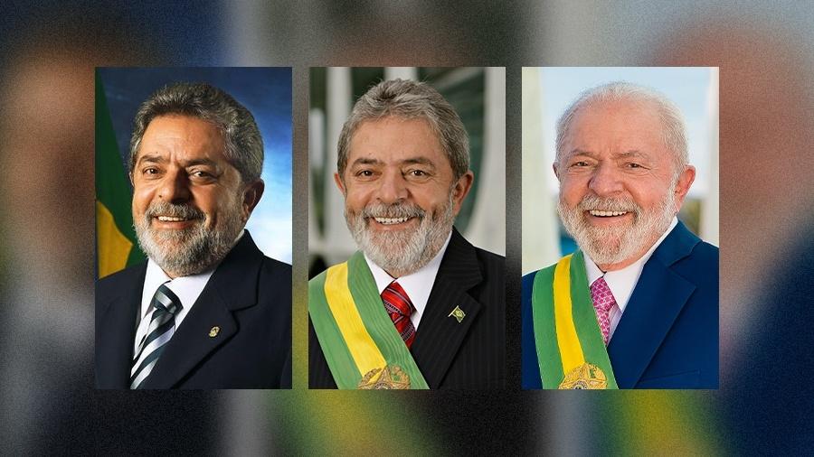 Lula tem três fotos oficiais como presidente da República - Ricardo Stuckert/PR - Arte: UOL