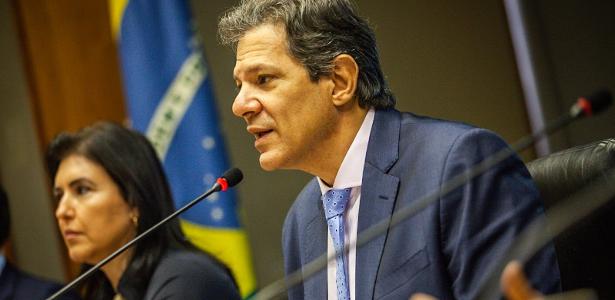 Ministro da Fazenda Fernando Haddad em apresentação da nova regra fiscal