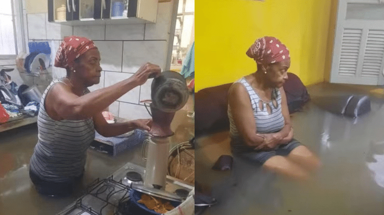 Norma de Morais, 70, não quis deixar casa tomada pela água da chuva 