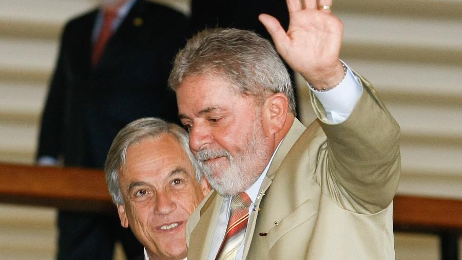 09.abr.2010 - Presidente Luiz Inácio Lula da Silva (PT) recebe no Palacio do Itamaraty, o presidente do Chile, Sebastián Piñera