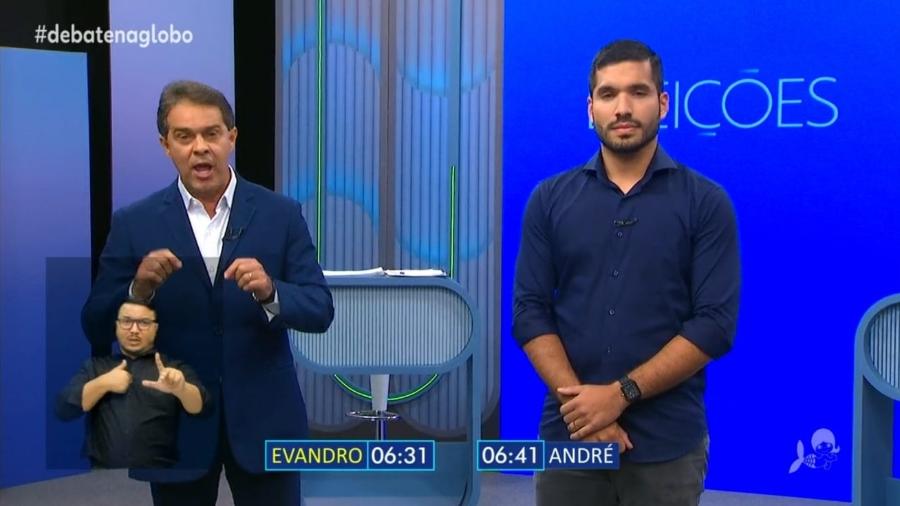 Evandro Leitão (PT) e André Fernandes (PL) em debate na TV Verdes Mares 