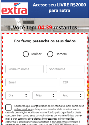 Cupom de desconto falso do Extra - Reprodução