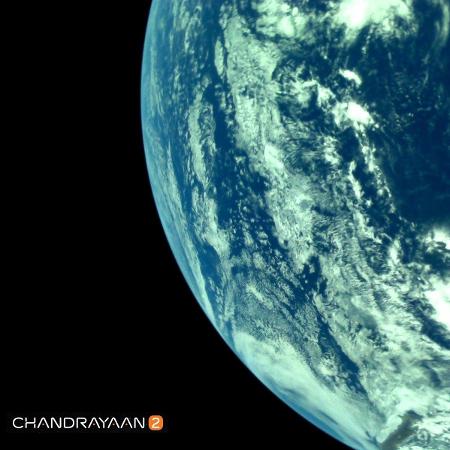 Nave da missão Chandrayann-2 registrou imagem da Terra - Divulgação/ISRO