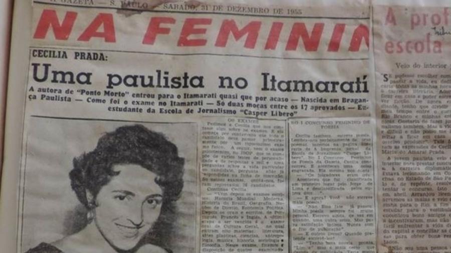 Cecília Prada foi notícia quando entrou para o Itamaraty, em 1955; ela teve de abandonar a carreira porque se casou - Arquivo pessoal