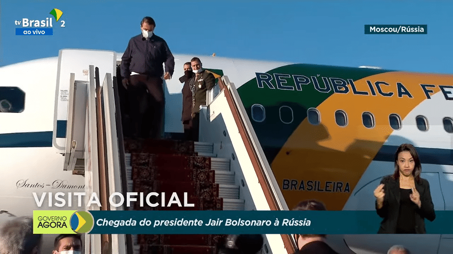 Presidente Jair Bolsonaro desembarca em Moscou, na Rússia - Reprodução/TV Brasil