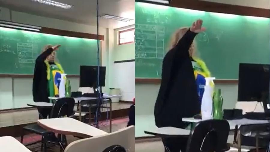 Professora foi gravada fazendo gesto nazista durante aula em escola de Ponta Grossa - Reprodução/Redes Sociais