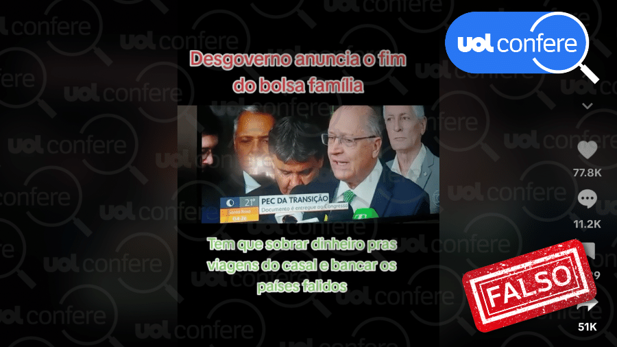 26.set.2023 - A desinformação tira de contexto o discurso do vice-presidente Geraldo Alckmin de novembro de 2022, para enganar sobre o Bolsa Família