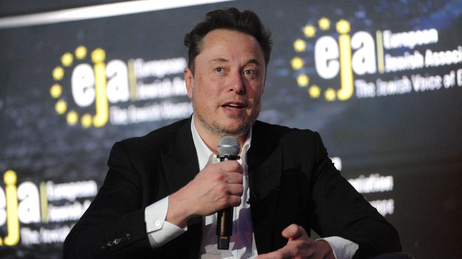 22.jan.2024 - O empresário Elon Musk, CEO do X (ex-Twitter), durante simpósio em Cracóvia, na Polônia