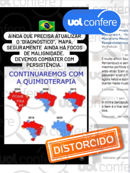 5.nov.2024 - Post altera anos de mapas e omite resultado de eleições de 2022