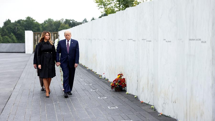 Donald Trump e Melania Trump em memorial às vítimas do 11 de setembro, na Pensilvânia - REUTERS/Jonathan Ernst