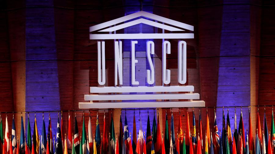 Logo da Unesco em abertura de conferência da organização em sua sede, em Paris - Philippe Wojazer/Reuters