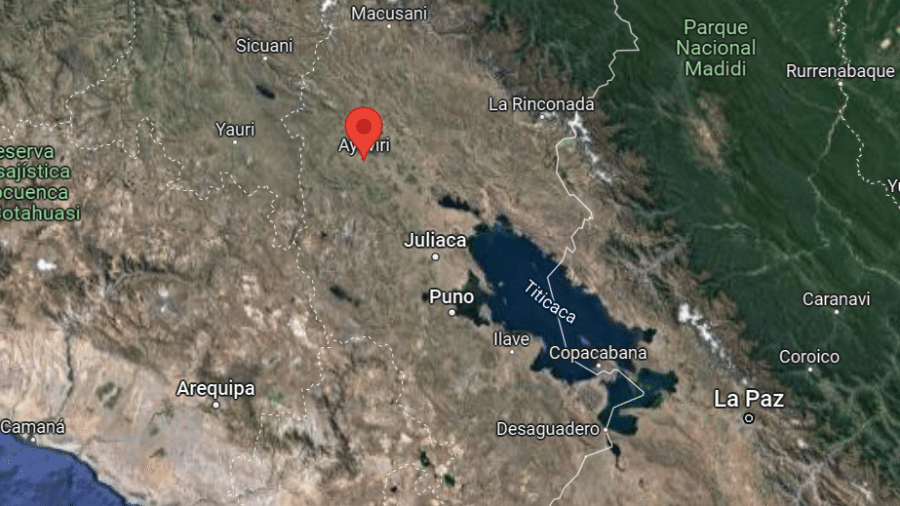 Terremoto aconteceu perto de Ayaviri, na região fronteiriça com a Bolívia - Google Maps