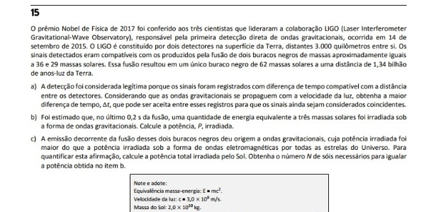 Questão 15 Fuvest  - Reprodução - Reprodução