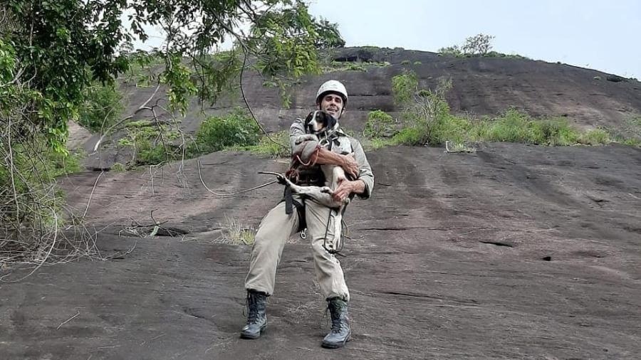 Bombeiro resgata cachorro que ficou preso em montanha por quatro dias no ES - Reprodução/Instagram