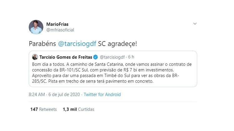 Erro mario frias - Reprodução/Twitter - Reprodução/Twitter