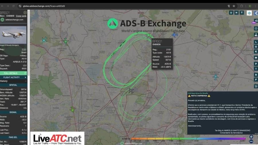Avião de Lula tem pane e teve que gastar combustível para poder pousar no México