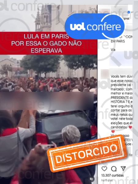 12.jun.2025 - Post insinua que ato pró-Lula em Paris foi recente, mas é de 2022 12.jun.2025 - Post insinua que ato pró-Lula em Paris foi recente, mas é de 2022