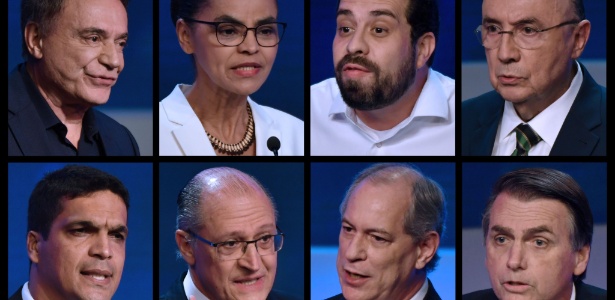 9.ago.2018 - Candidatos participantes do primeiro debate com presidenciáveis nas eleições de 2018, na Band - Nelson Almeida/AFP